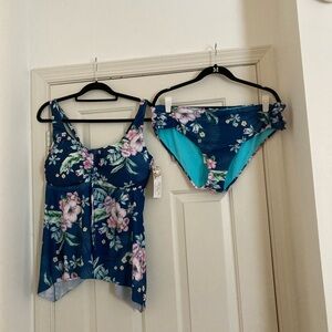 NWT Becca by Rebeca Virtue Floral Print Women's Swim Set